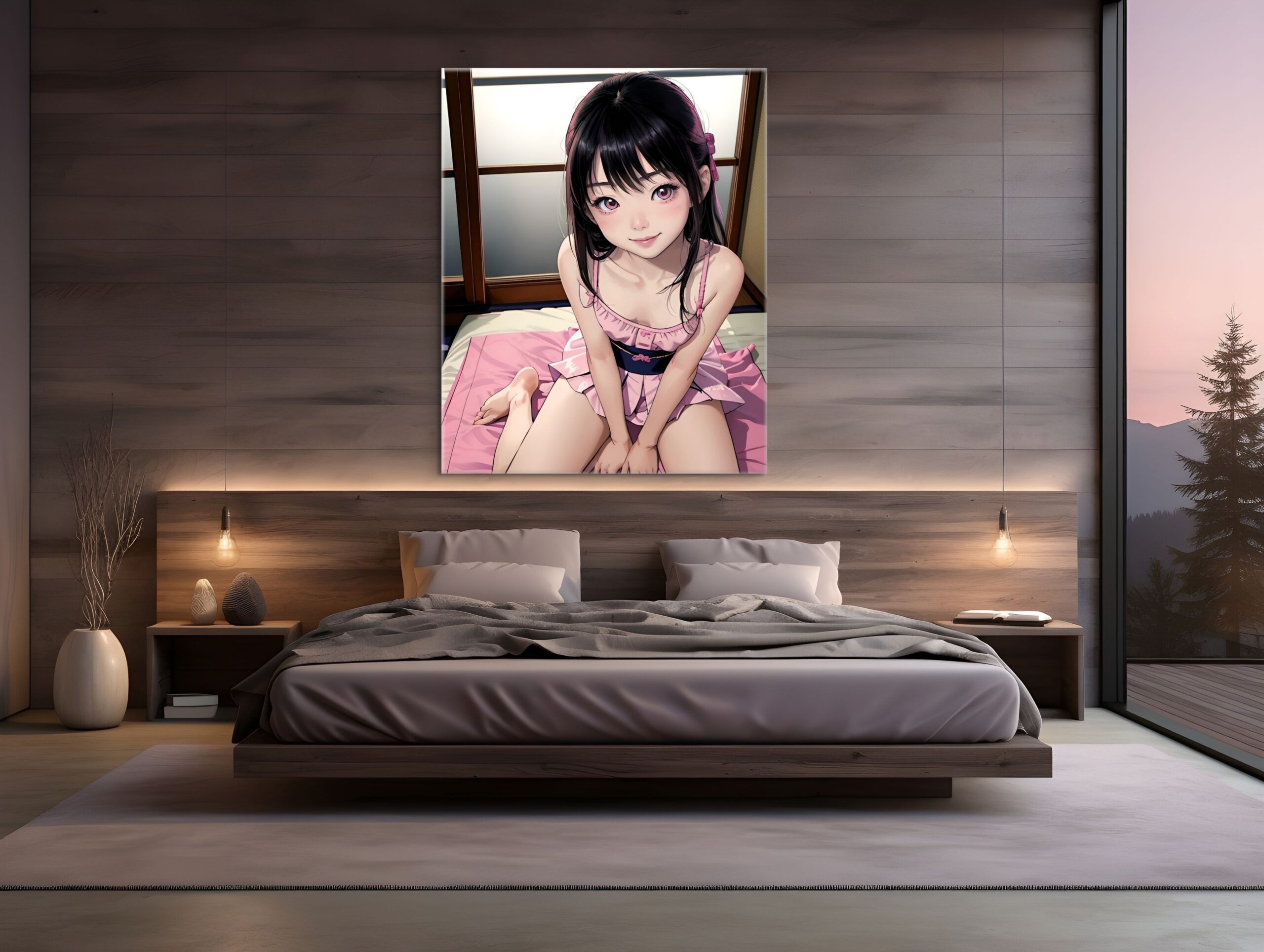 Wall Art, Anime  Erotic Canvas, Nude Anime Girl Japanese Inspired Style, Living Room Bedroom Kitchen Hotels HQ - Image 1