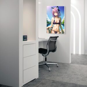 Anime Erotic Catgirl Poolside – Premium Print Canvas Wall Art, HQ - Image 4