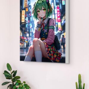Anime Erotic Wall Art, Cyber Punk Anime Girl, Fantasy Print Canvas, HQ