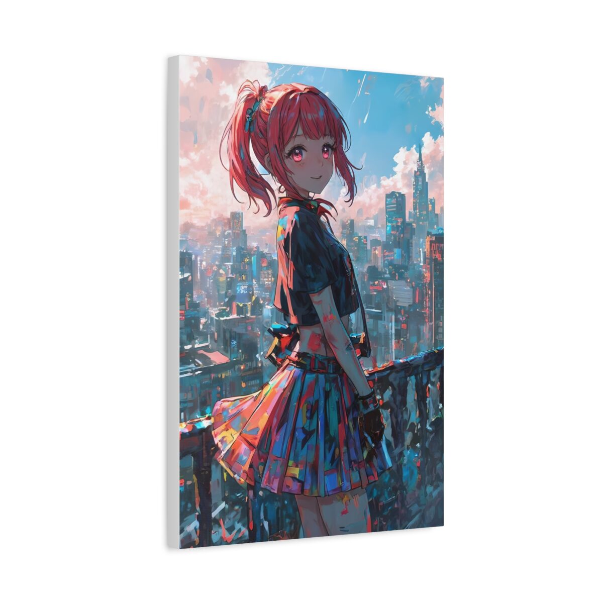 Anime Waifu CyberPunk Art, Fantasy Print Canvas, HQ - Image 1