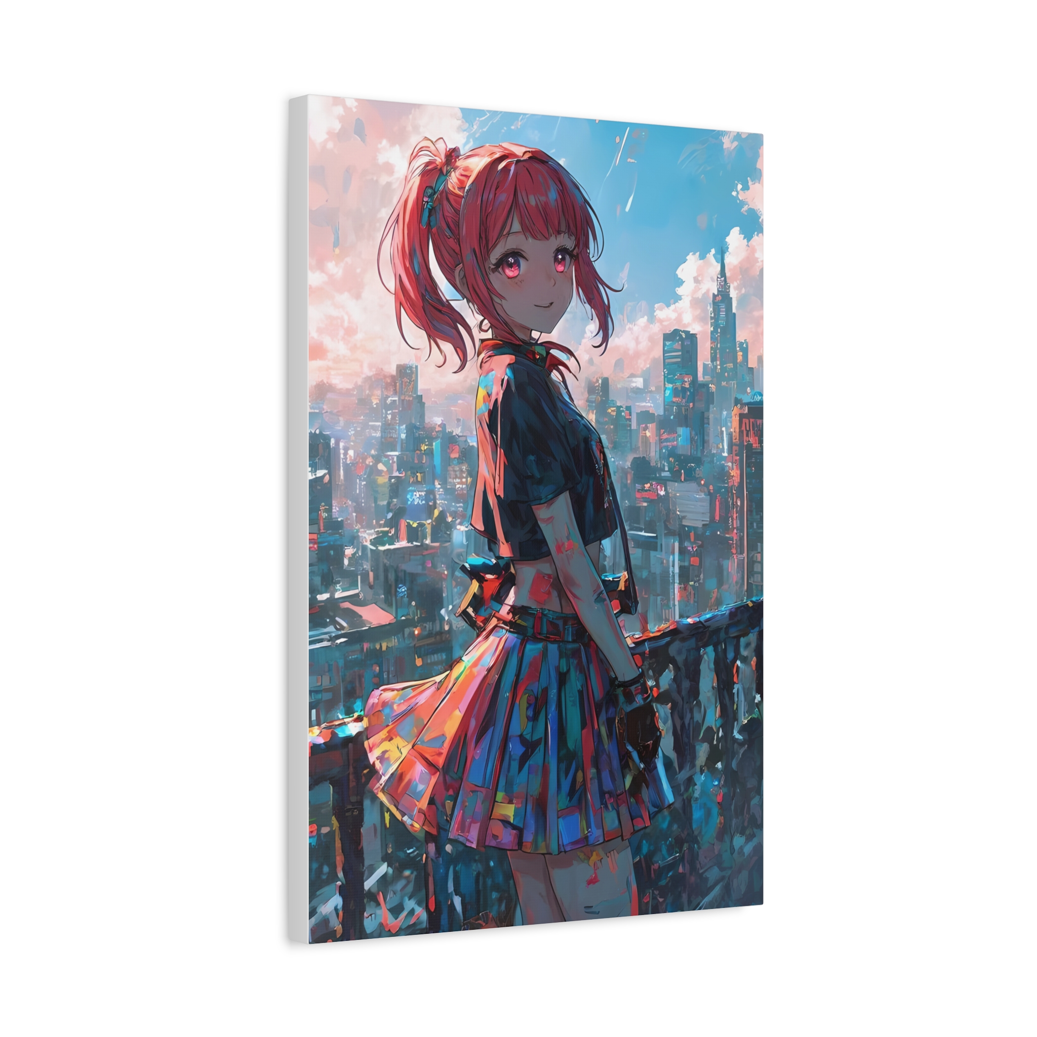 Anime Waifu CyberPunk Art, Fantasy Print Canvas, HQ - Image 1