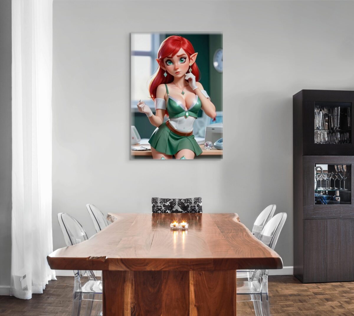 Elf Nurse Anime Erotic Wall Art,  Fantasy Canvas Print, HQ - Image 3