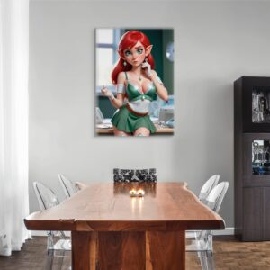 Elf Nurse Anime Erotic Wall Art,  Fantasy Canvas Print, HQ - Image 3