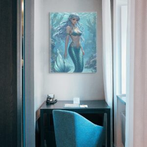 Anime Erotic Mermaid Girl Art, Fantasy Print Canvas, HQ - Image 5