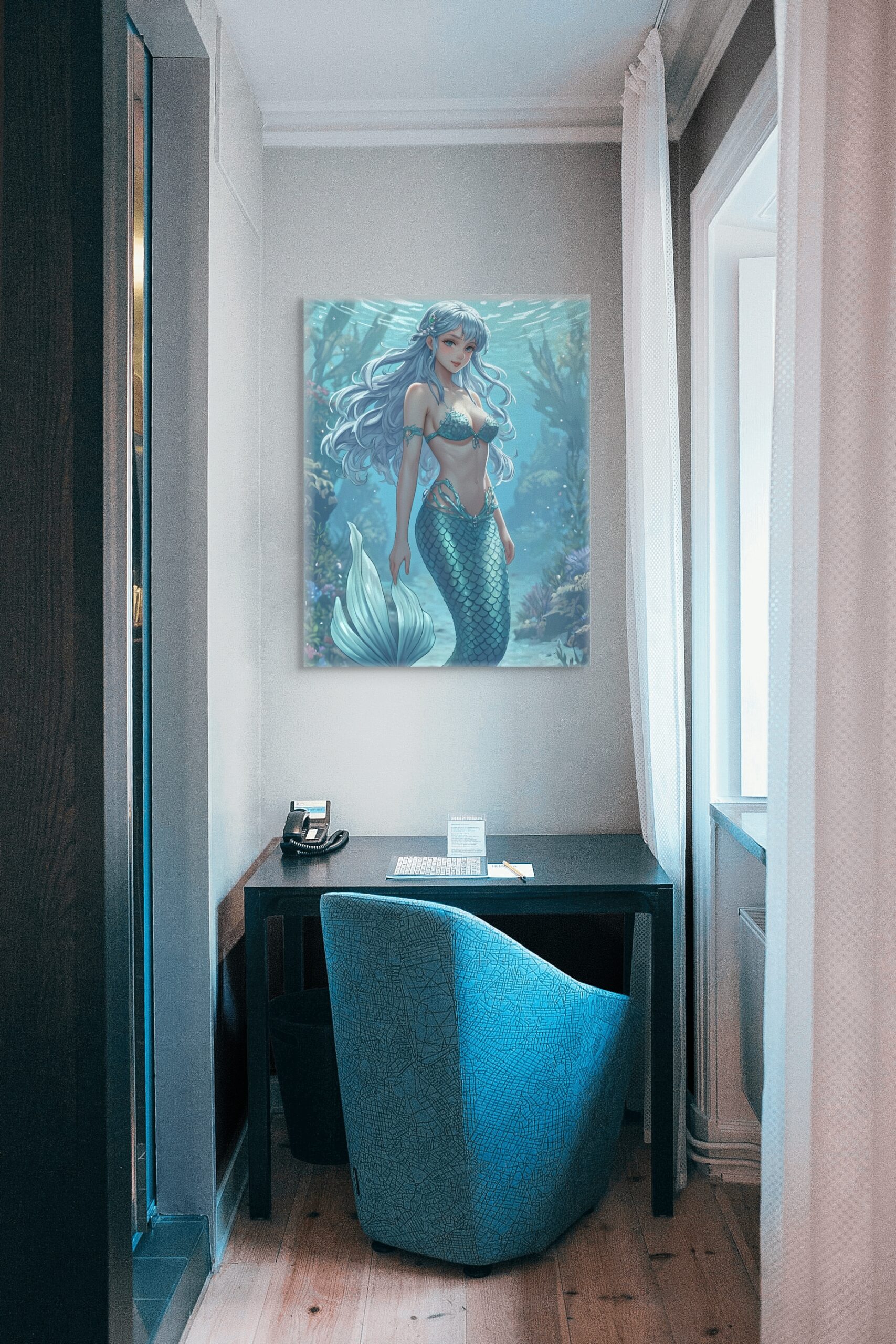 Anime Erotic Mermaid Girl Art, Fantasy Print Canvas, HQ - Image 5