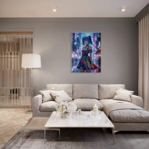 Anime Cyberpunk Wall Art, Fantasy Waifu Print Canvas, HQ - Image 3