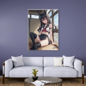 Anime Erotic Art, Anime  Waifu Japanese Inspired School Girl, Fantasy Print Canvas, Wall Art HQ