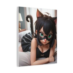 Anime Erotic Art, Catgirl Waifu Print Canvas, Fantasy Wall Art, HQ