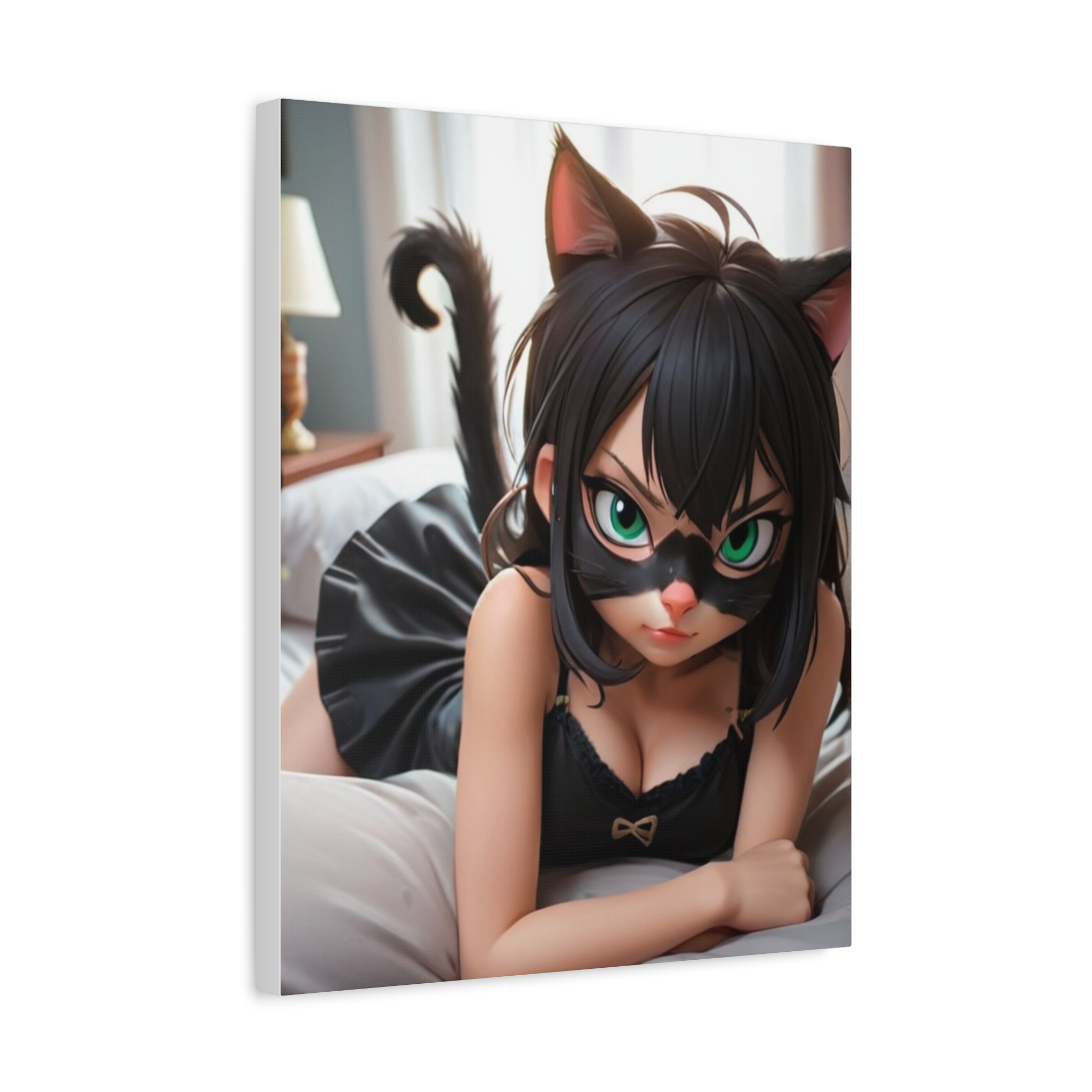 Anime Erotic Art, Catgirl Waifu Print Canvas, Fantasy Wall Art, HQ - Image 1