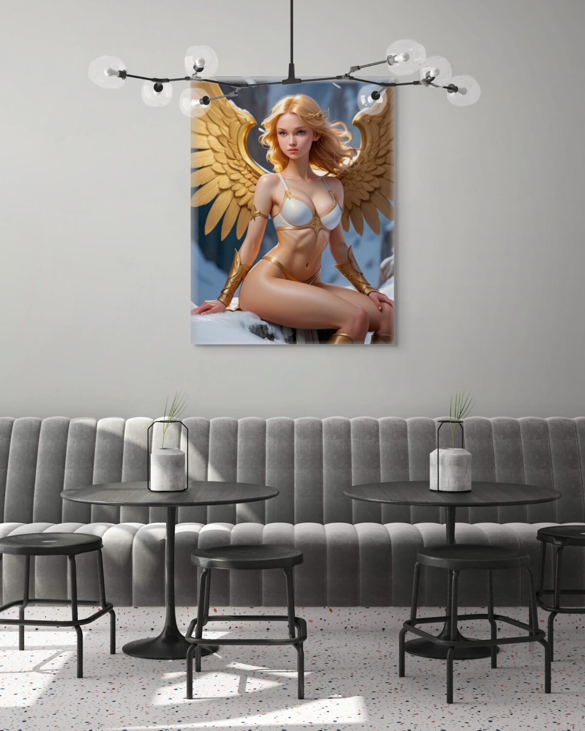 Anime Erotic Wall Art, Anime Angel Model, Fantasy Print Canvas, HQ - Image 1