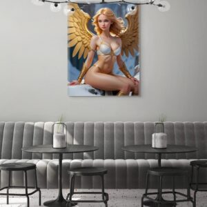Anime Erotic Wall Art, Anime Angel Model, Fantasy Print Canvas, HQ