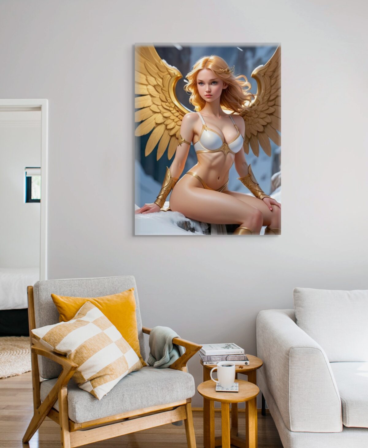 Anime Erotic Wall Art, Anime Angel Model, Fantasy Print Canvas, HQ - Image 3