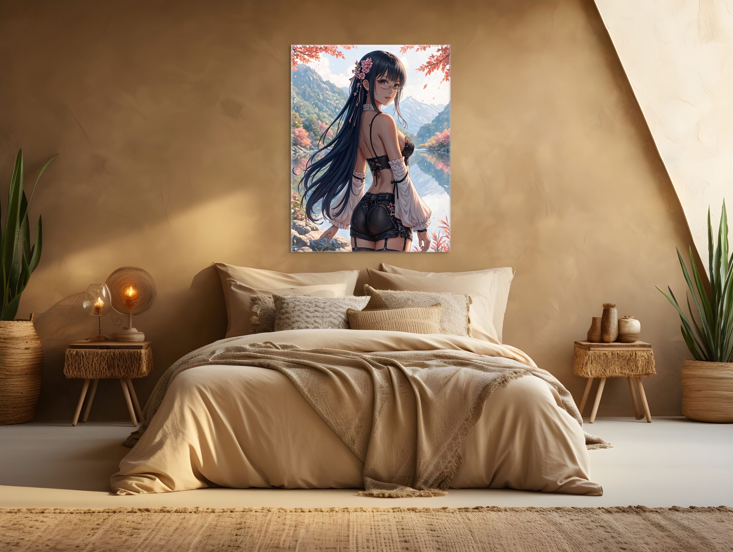 Anime Erotic Art, Japanese Inspired Print Canvas, Fantasy Gothic Art, HQ - Image 1
