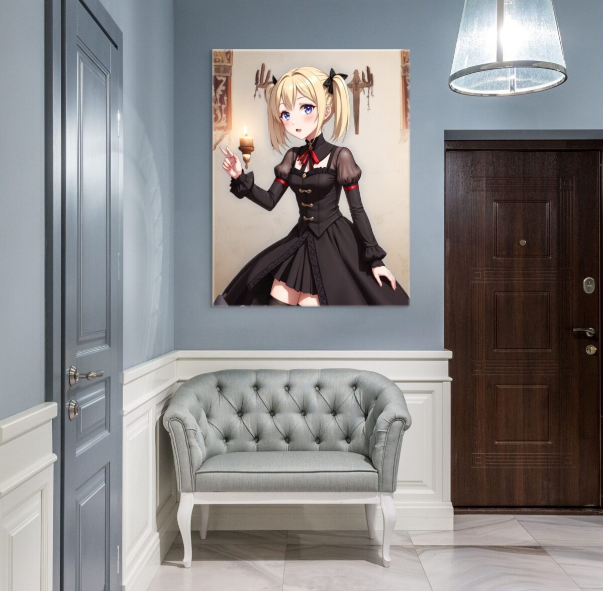 Anime Waifu Art, Anime Erotic Wall Art, Fantasy Gothic Print Canvas, HQ - Image 1