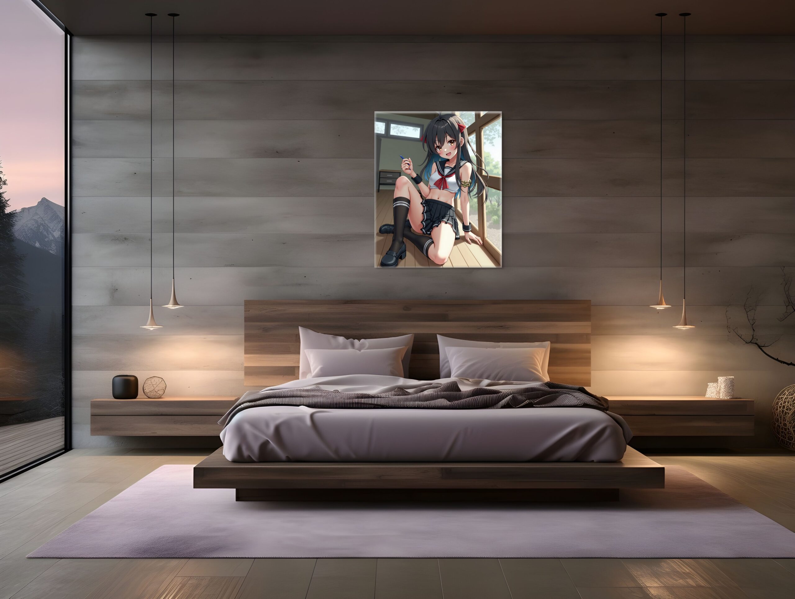 Anime Erotic Art, School Girl Japanese Inspired, Fantasy Wall Print Canvas, HQ - Image 3