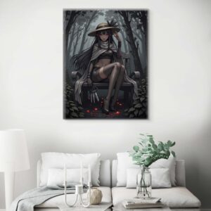 Anime Erotic Art, Dark Assassins Anime Girl, Fantasy Wall Art Print Canvas, HQ