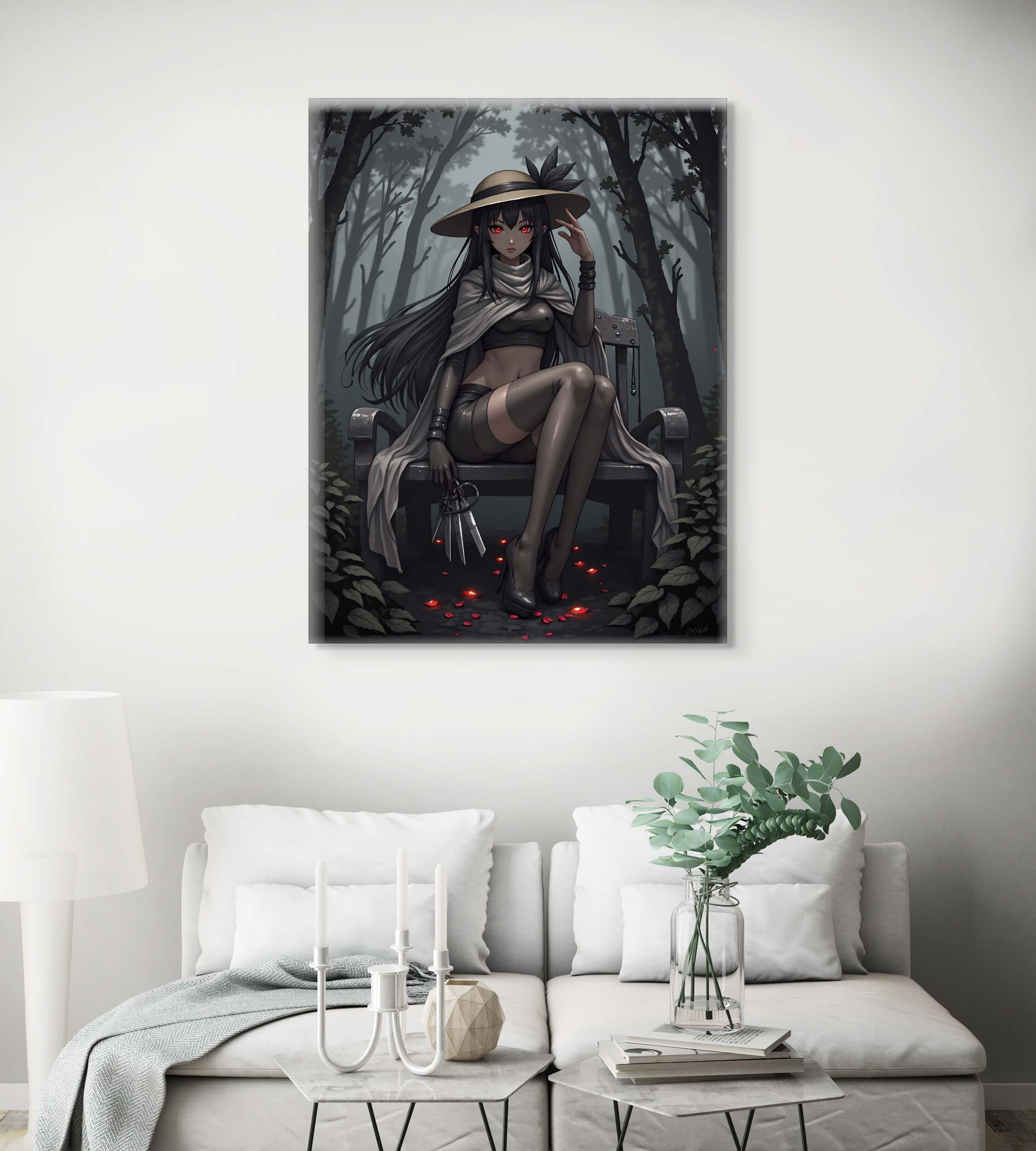 Anime Erotic Art, Dark Assassins Anime Girl, Fantasy Wall Art Print Canvas, HQ - Image 1