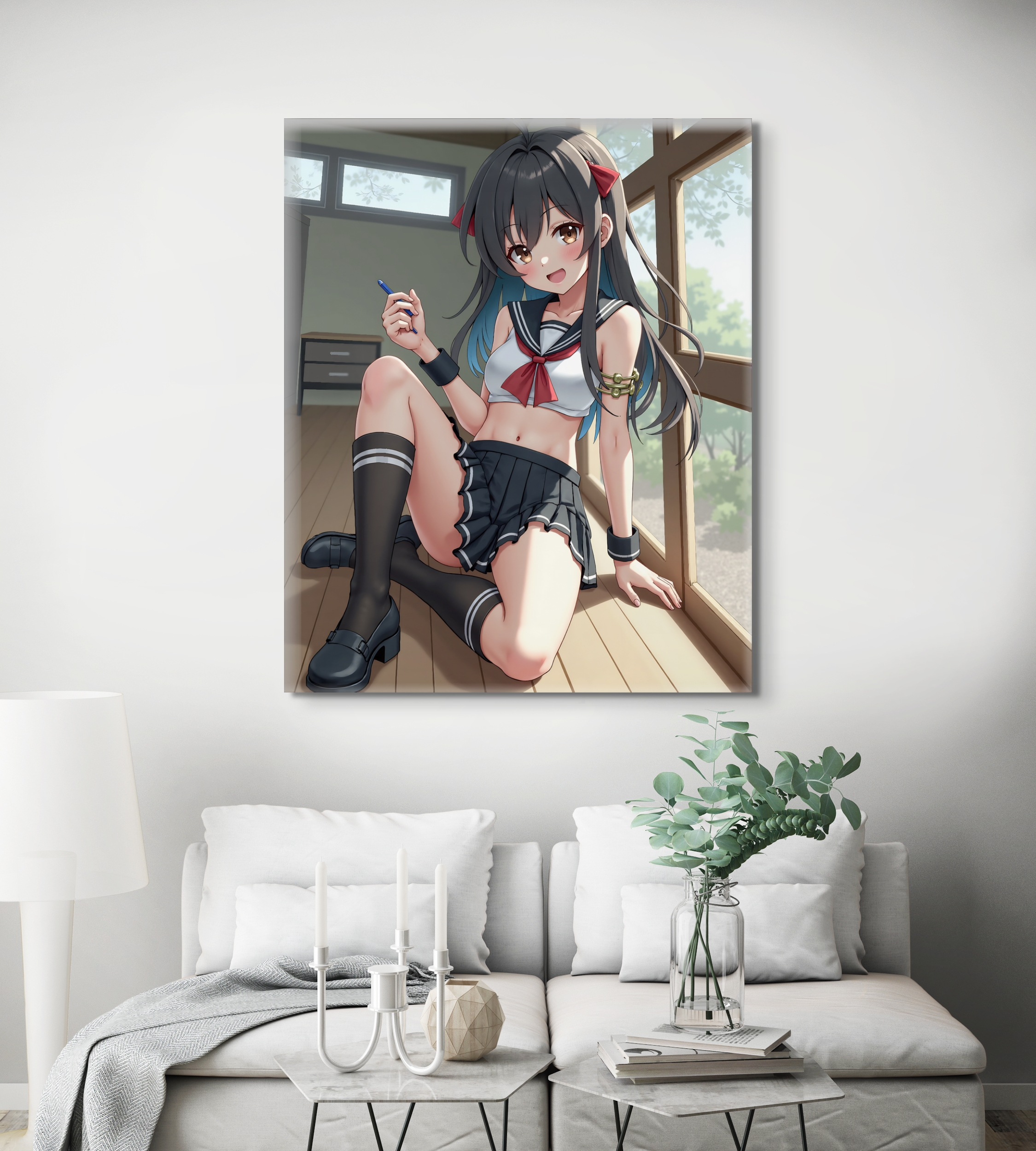 Anime Erotic Art, School Girl Japanese Inspired, Fantasy Wall Print Canvas, HQ - Image 1
