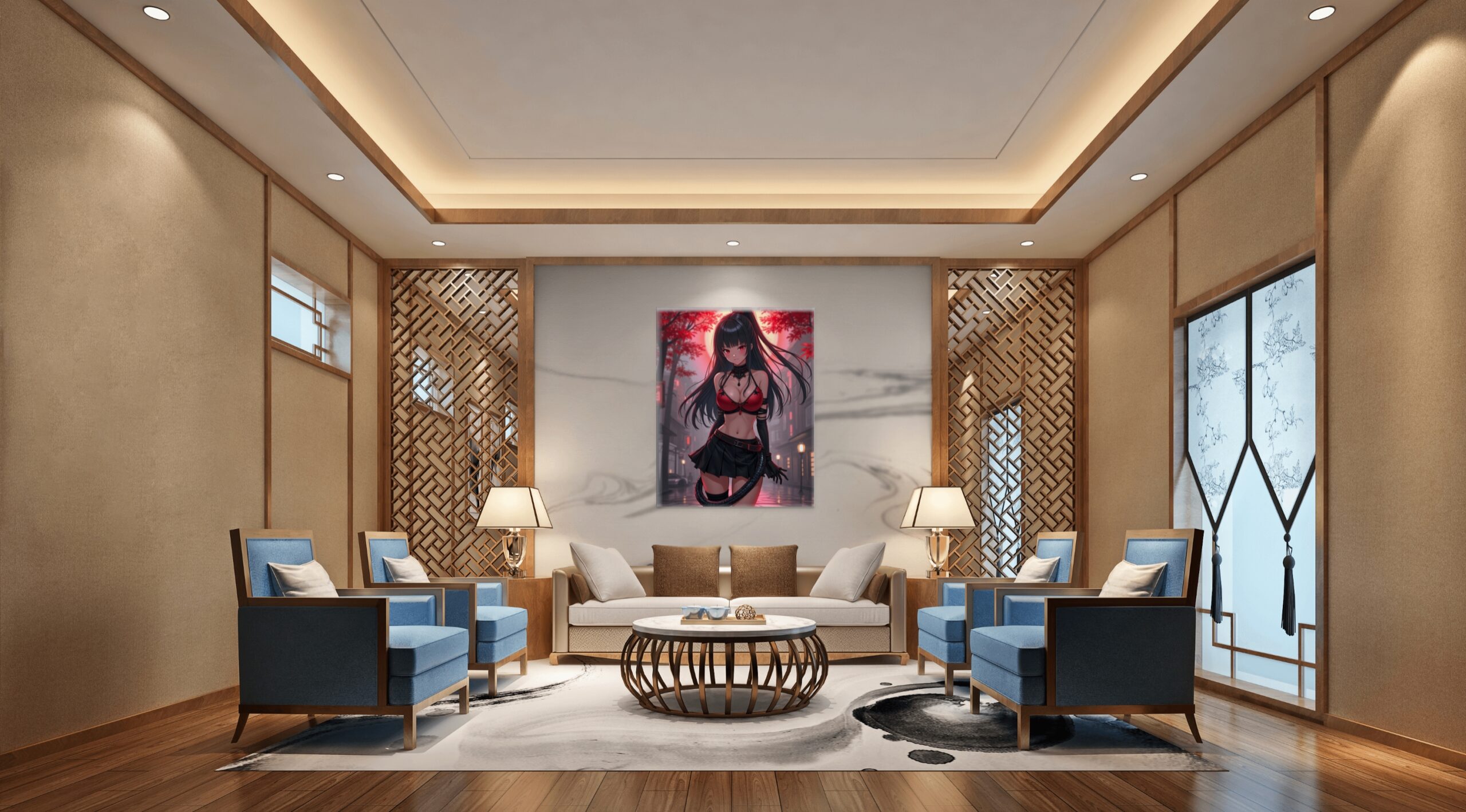 Anime Erotic Art, Dark Japanese Inspired Erotic Print Canvas, Fantasy Art, HQ - Image 2