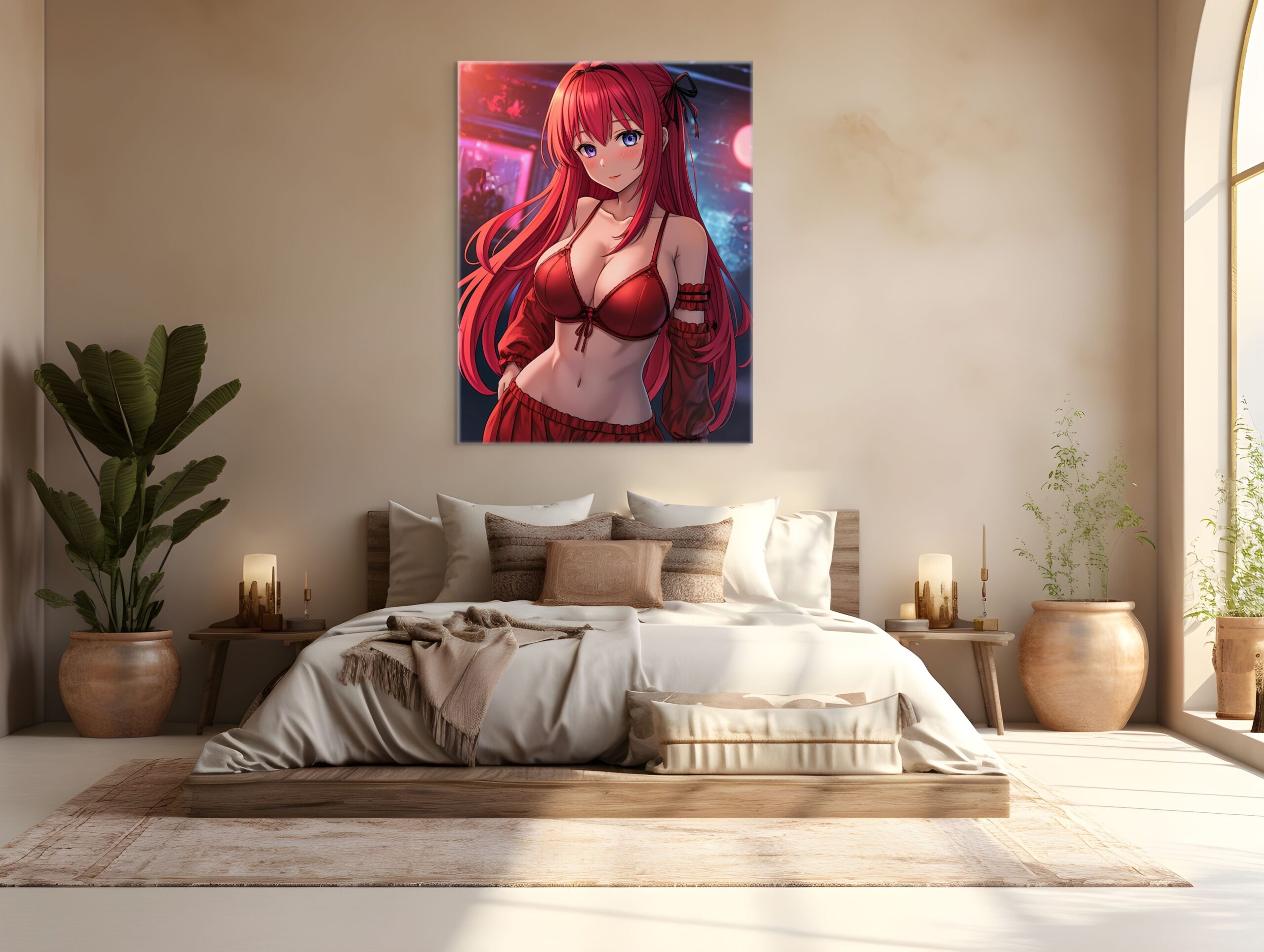 Anime Erotic Art, Waifu Erotic Print Canvas, Fantasy Wall Art, HQ - Image 1