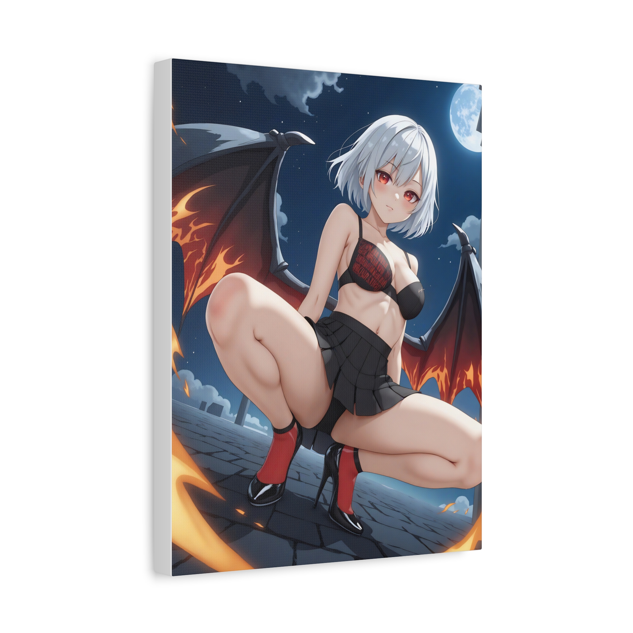 Anime Erotic Art, Dark Winged Waifu Girl, Fantasy Print Canvas, HQ - Image 6