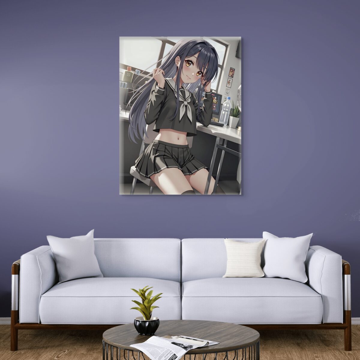 Anime Erotic Wall Art, Waifu Girl Print Canvas, Japanese Inspired Fantasy Art, HQ - Image 1