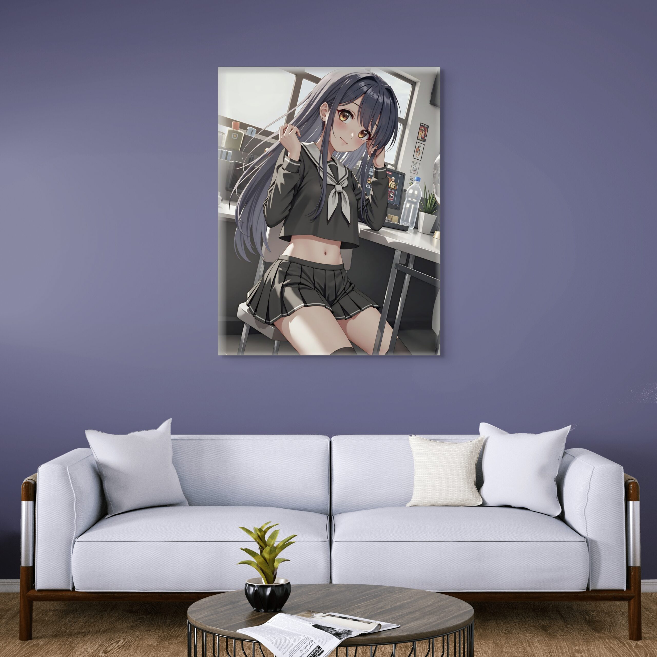 Anime Erotic Wall Art, Waifu Girl Print Canvas, Japanese Inspired Fantasy Art, HQ - Image 1