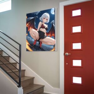 Anime Erotic Art, Dark Winged Waifu Girl, Fantasy Print Canvas, HQ - Image 3
