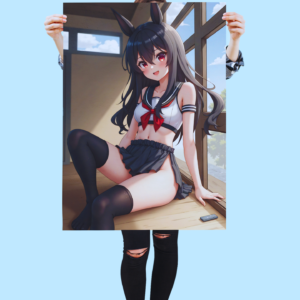 Anime Bunny School-Girl – Anime Erotic Wall Art | Ultra Quality Matte Poster