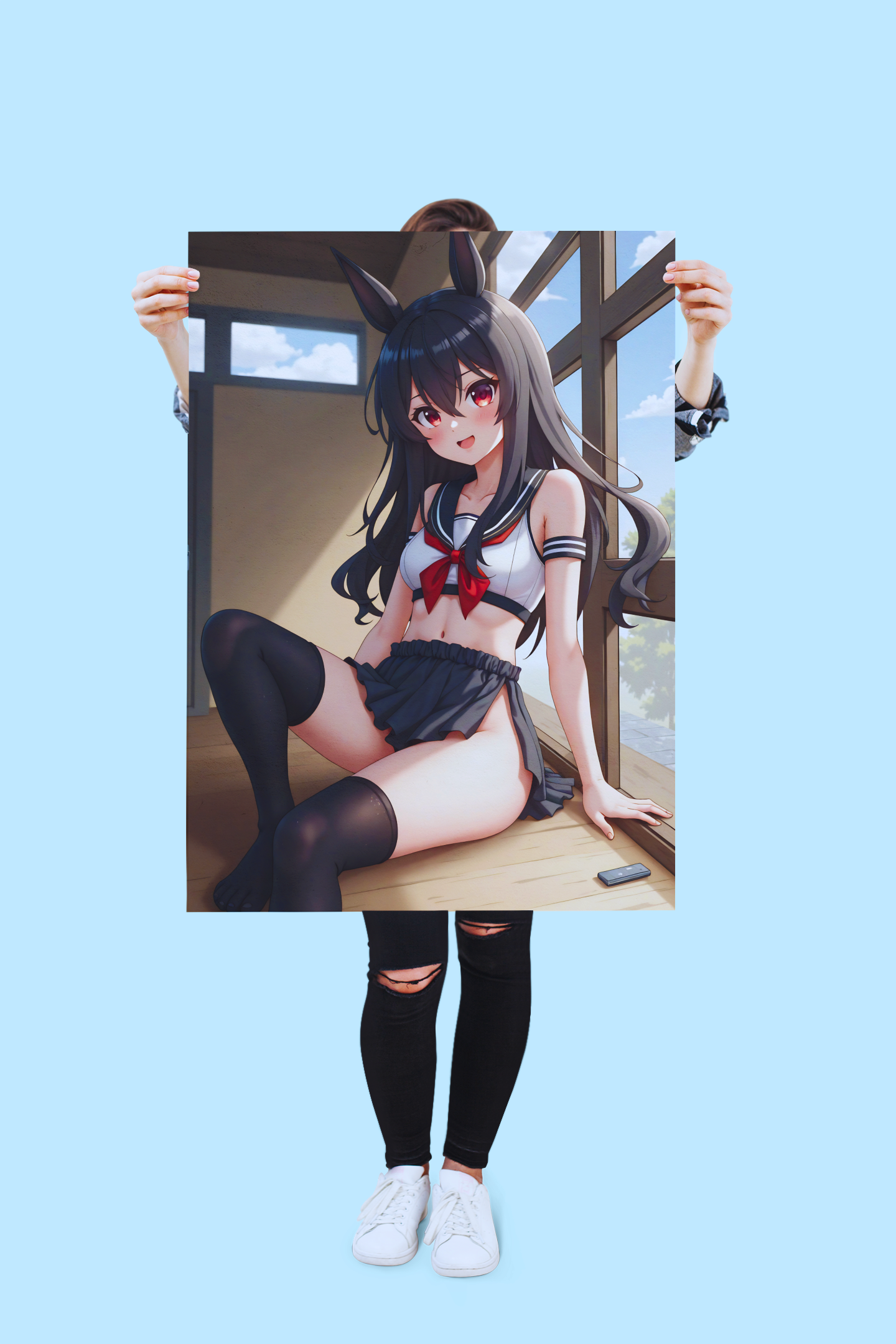 Anime Bunny School-Girl – Anime Erotic Wall Art | Ultra Quality Matte Poster - Image 1
