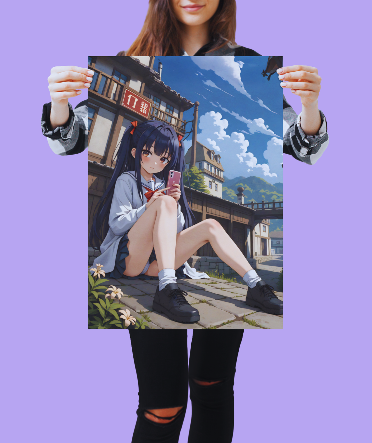 Anime Erotic Art, Japanese Inspired School Girl,  Matte Vertical Poster  | Ultra Quality Poster - Image 1